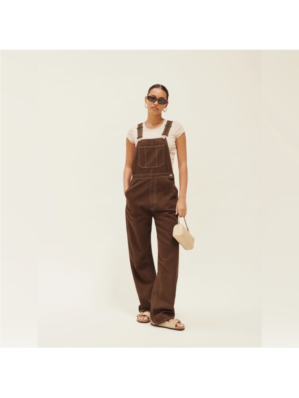 Reformation Milo Utility Overalls Chocolate 8